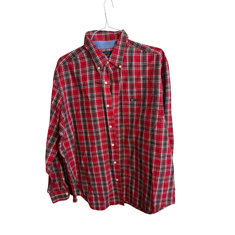Chap's Red Plaid Easy Care Long Sleeve Button Down Shirt - XXL